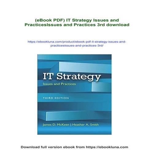 (eBook PDF) IT Strategy Issues and PracticesIssues and Practices 3rd