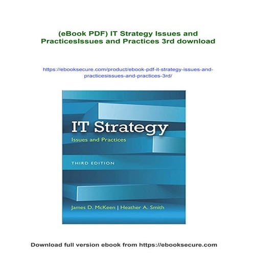 (eBook PDF) IT Strategy Issues and PracticesIssues and Practices 3rd