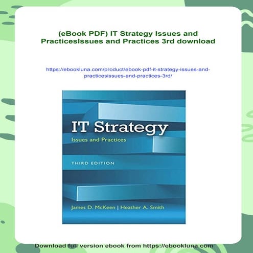 (eBook PDF) IT Strategy Issues and PracticesIssues and Practices 3rd