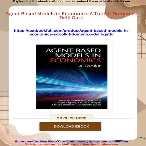 Agent Based Models in Economics A Toolkit Domenico Delli Gatti