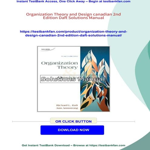 Organization Theory and Design canadian 2nd Edition Daft Solutions Manual