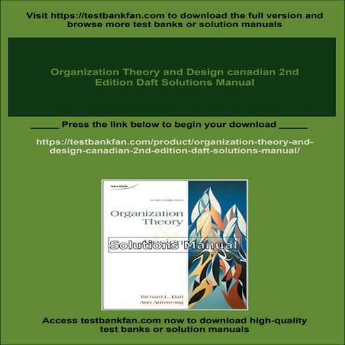 Organization Theory and Design canadian 2nd Edition Daft Solutions Manual