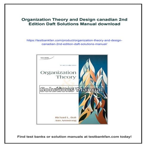 Organization Theory and Design canadian 2nd Edition Daft Solutions Manual
