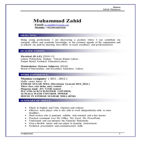 Muhammad Usman CV | DOCX