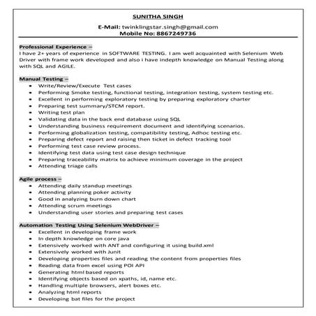 sun exp Resume