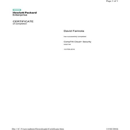 CompTIA Cloud+ Security Certificate