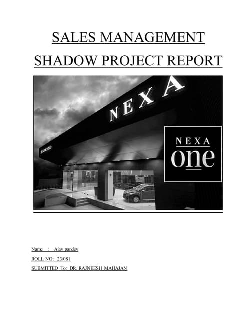 SALES MANAGEMENT SADOW PROJECT
