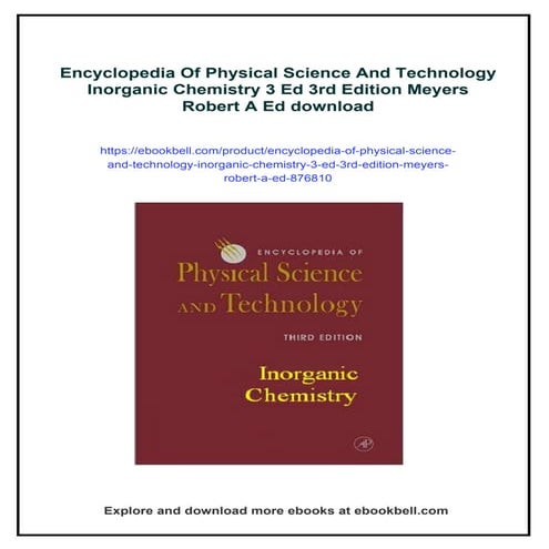 Encyclopedia Of Physical Science And Technology Inorganic Chemistry 3 Ed 3rd ...