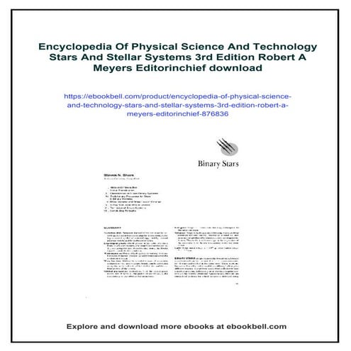 Encyclopedia Of Physical Science And Technology Stars And Stellar Systems 3rd...