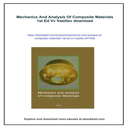 Mechanics And Analysis Of Composite Materials 1st Ed Vv Vasiliev | PDF