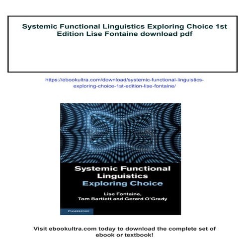 Systemic Functional Linguistics Exploring Choice 1st Edition Lise ...