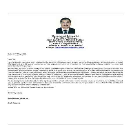 Cover Letter & CV