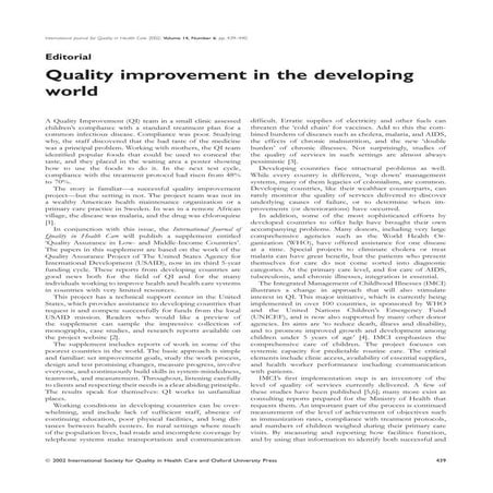 Quality improvement in reproductive, maternal, newborn and child health ...