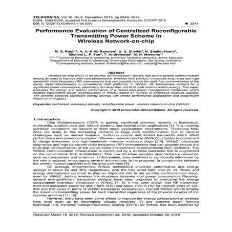 Performance Evaluation of Centralized Reconfigurable Transmitting Power Schem...