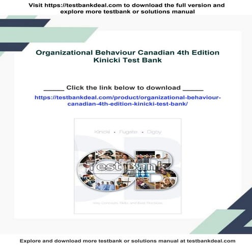 Organizational Behaviour Canadian 4th Edition Kinicki Test Bank | PDF