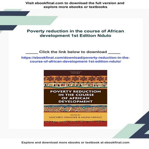 Poverty reduction in the course of African development 1st Edition Ndulo