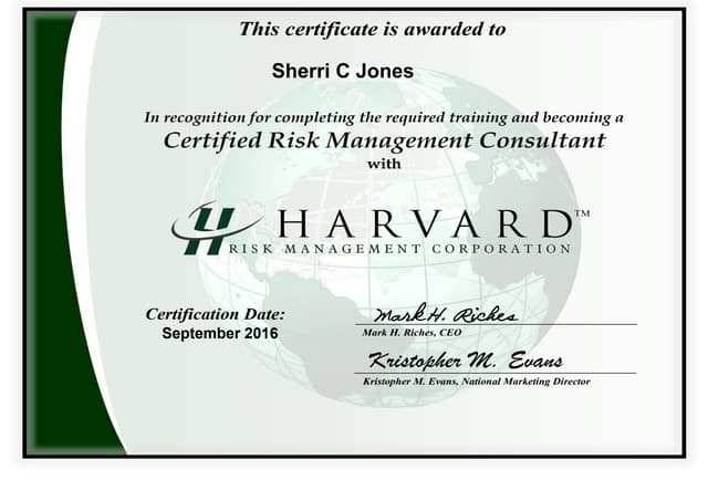 Certificate  Sherri Harvard Risk Ma...