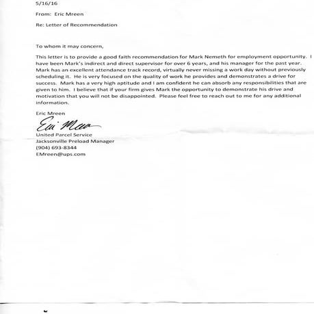 Eric Mreen Recommendation of Mark Nemeth | PDF