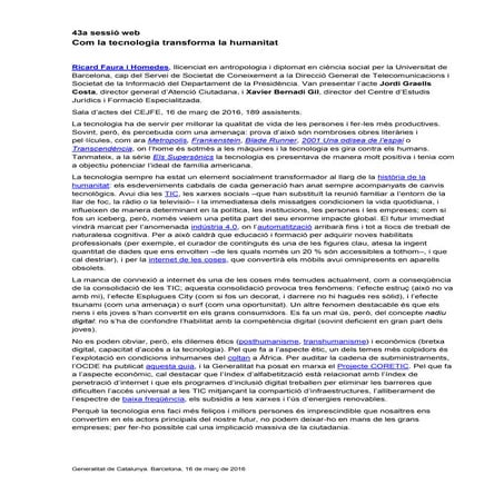 43a sessió web: Com la tecnologia transforma la humanitat