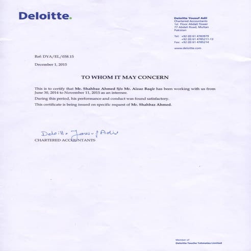 Deloitte Work Certificate
