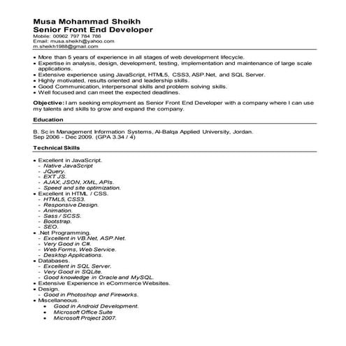 Musa Sheikh's CV