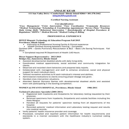 AKear Resume 14 December 2015