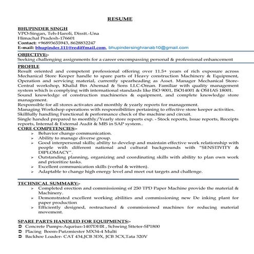 Bhupinder Mechanical_resume