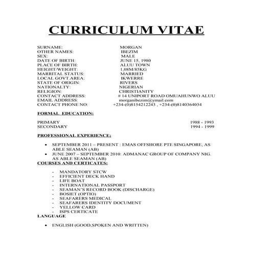 IBEZIM CURRICULUM VITAE | DOC