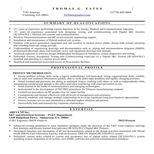 Thomas Yates Resume