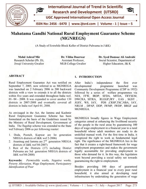 Mahatma Gandhi National rural employment act latest | PPTX | Government ...