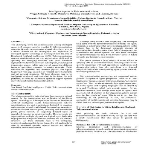 Intelligent Agents in Telecommunications