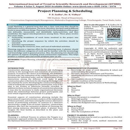 Project Planning and Scheduling