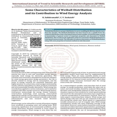 Some Characteristics of Weibull Distribution and its Contribution to Wind Ene...