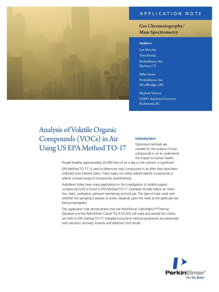 Analysis of Volatile Organic Compounds (VOCs) in Air Using US EPA Met…