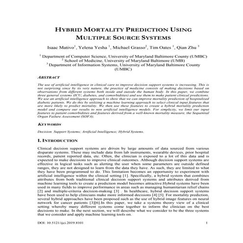 HYBRID MORTALITY PREDICTION USING MULTIPLE SOURCE SYSTEMS