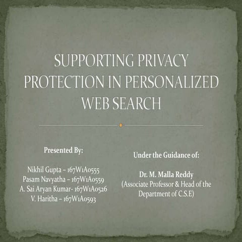 SUPPORTING PRIVACY PROTECTION IN PERSONALIZED WEB SEARCH