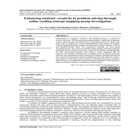 Enhancing students’ creativity in problem-solving through online reading-conc...