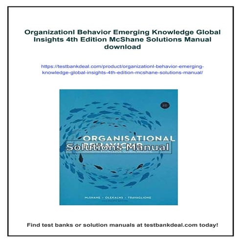 Organizationl Behavior Emerging Knowledge Global Insights 4th Edition ...