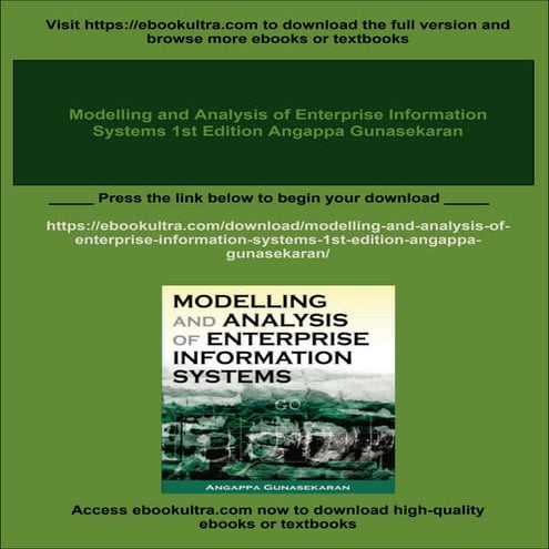 Modelling and Analysis of Enterprise Information Systems 1st Edition Angappa ...