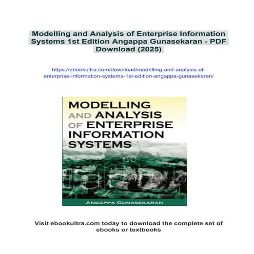 Modelling and Analysis of Enterprise Information Systems 1st Edition Angappa ...