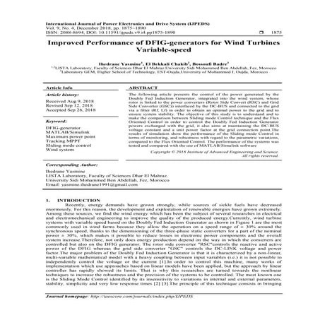 Improved Performance of DFIG-generators for Wind Turbines Variable-speed
