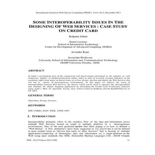 SOME INTEROPERABILITY ISSUES IN THE DESIGNING OF WEB SERVICES : CASE STUDY ON...
