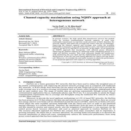 Channel Capacity Maximization using NQHN Approach at Heterogeneous Network