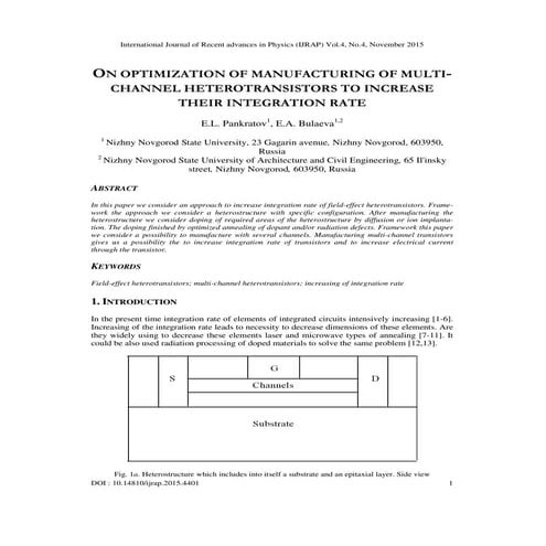 ON OPTIMIZATION OF MANUFACTURING OF MULTICHANNEL HETEROTRANSISTORS TO INCREAS...