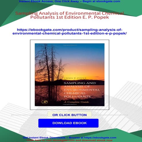 Sampling Analysis of Environmental Chemical Pollutants 1st Edition E. P. Popek