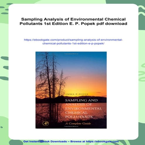 Sampling Analysis of Environmental Chemical Pollutants 1st Edition E. P. Popek