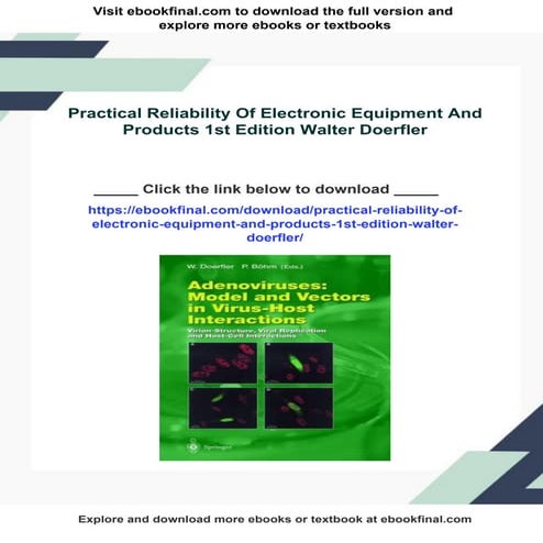 Practical Reliability Of Electronic Equipment And Products 1st Edition Walter...