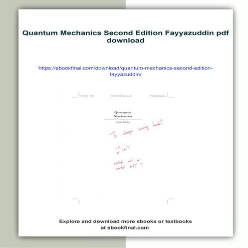 Quantum Mechanics Second Edition Fayyazuddin | PDF