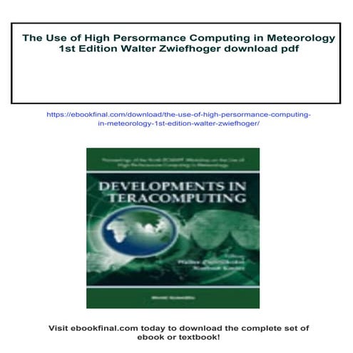 The Use of High Persormance Computing in Meteorology 1st Edition Walter ...