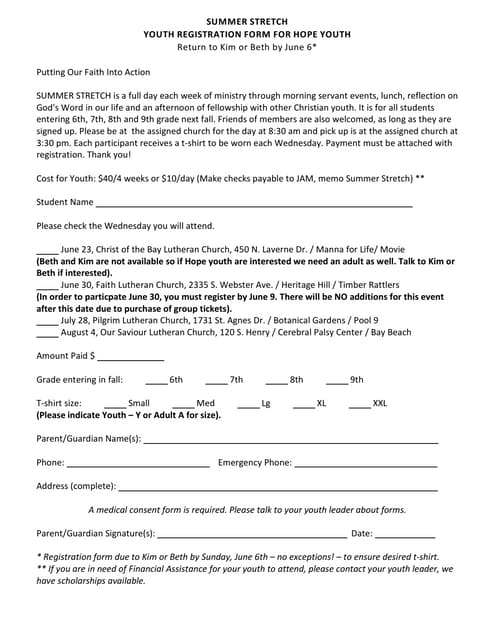 Youth Summer Stretch Reg